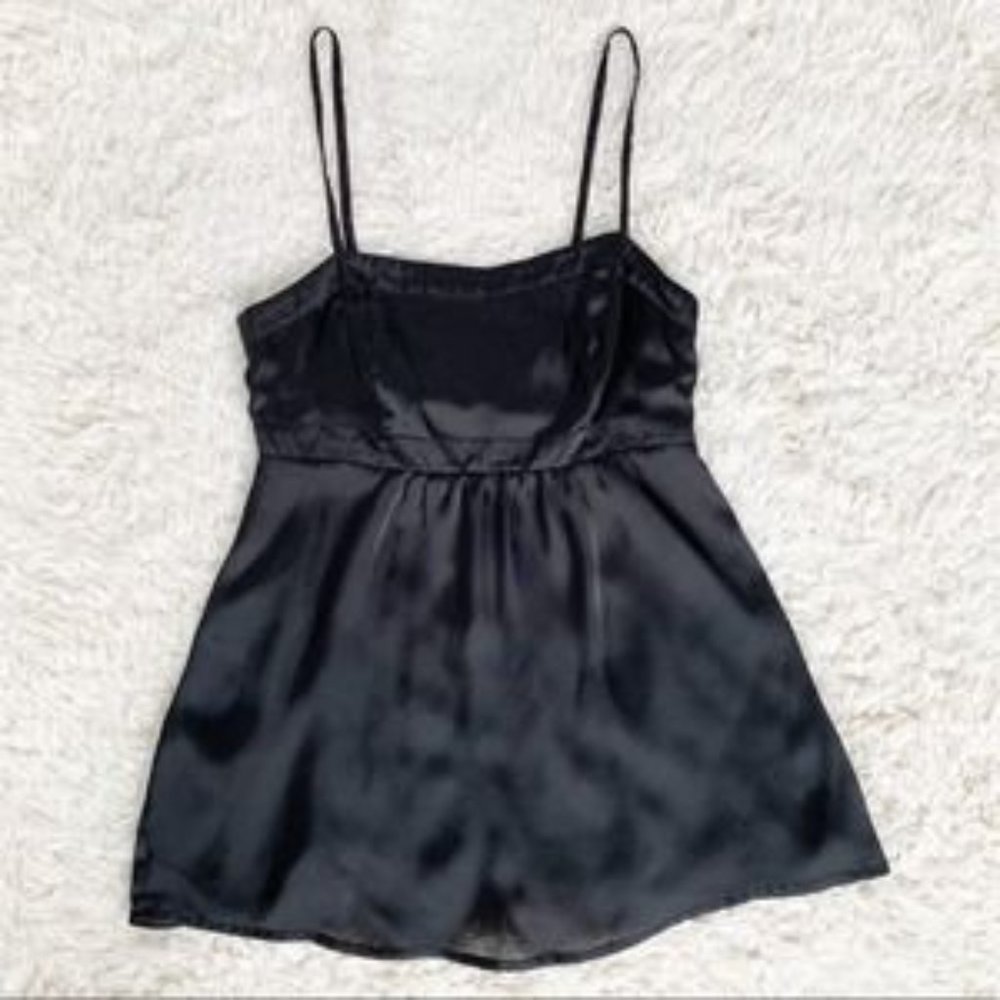 CAbi Black Satin Camisole Tank Babydoll Top Y2K